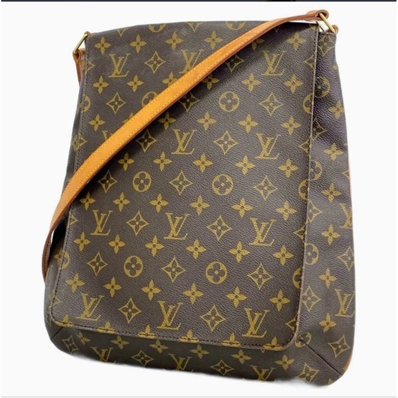 Louis Vuitton Vintage Monogram Musette Brown Leather Crossbody Bag Purse - Picture 1 of 10